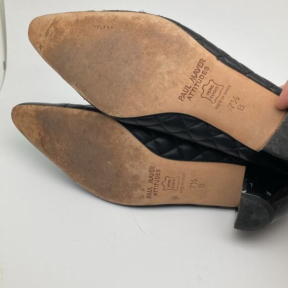 Paul Mayer Attitudes Womens Black Quilted Patent Pointed Shoes Size 7 1/2 B - Picture 12 of 13